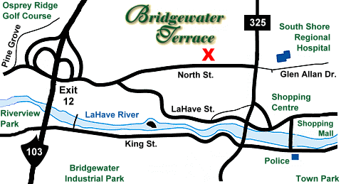 Map - Location of Bridgewater Terrace in Bridgwater NS